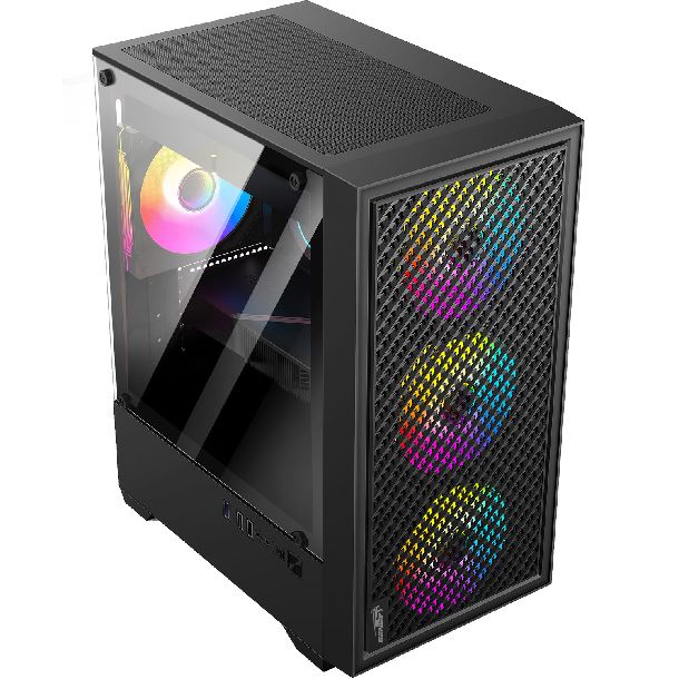 SENTEY GABINETE GAMER H12 BLACK VIDRIO TEMPLADO MESH 4 COOLER FRGB 