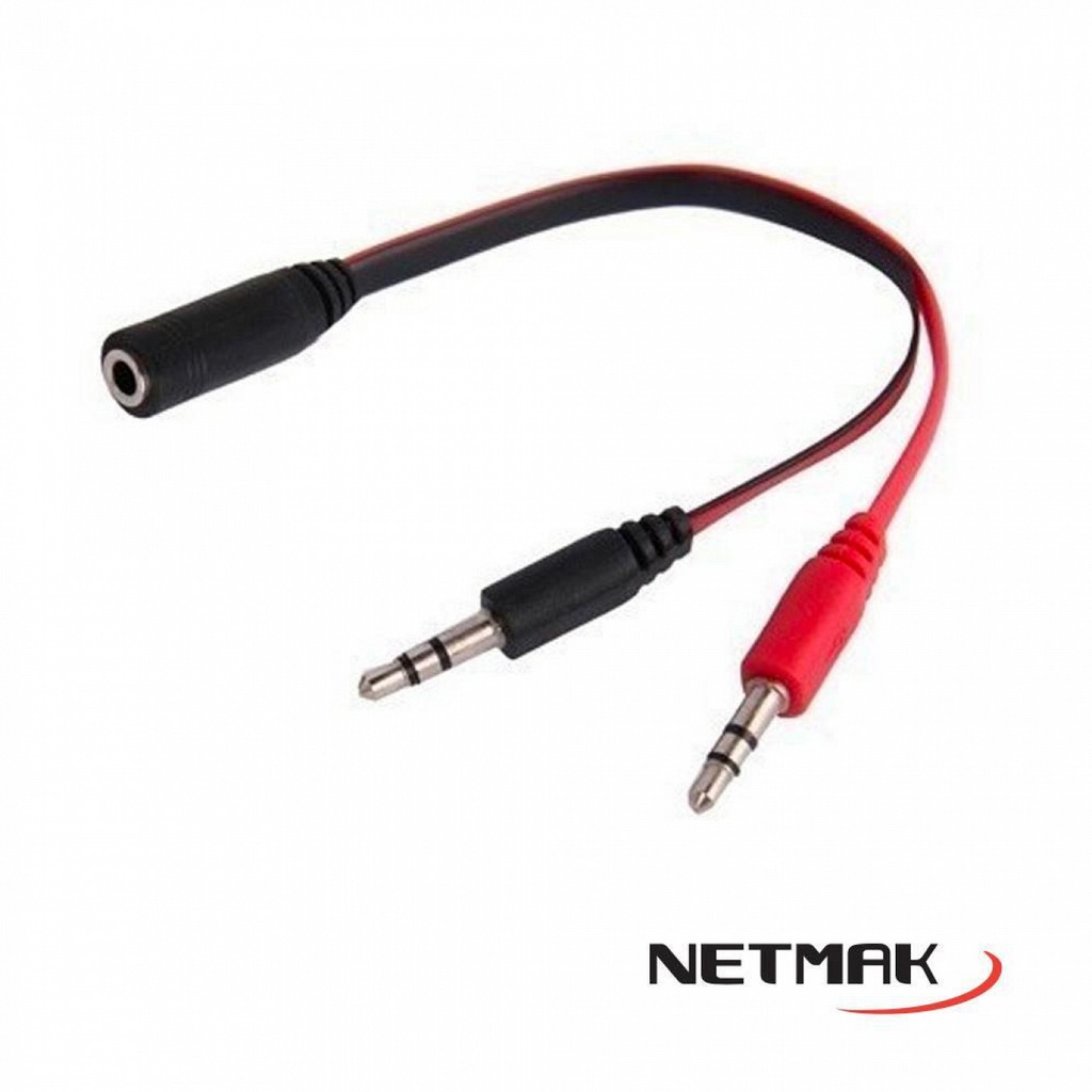 NETMAK Adaptador Audio 3,5mm (h) a Mic (m) + Auri (m) NM-C50 DEP4 A PC