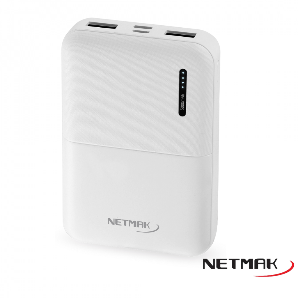 NETMAK NM-PB3-W POWER BANK 5000 MAH 2 SALIDAS USB WHITE