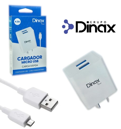 DINAX CAR42V8 CARGADOR 220V 4.2A 2 USB V8 MICRO USB