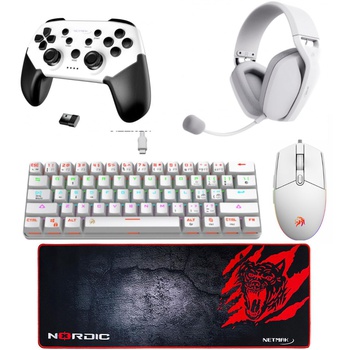 [9051] COMBO GAMER NETMAK PRO TECLADO MECÁNICO + MOUSE EXPERT + AURICULAR GAMER TRIMODO + PAD MOUSE + JOYSTICK 4 EN 1