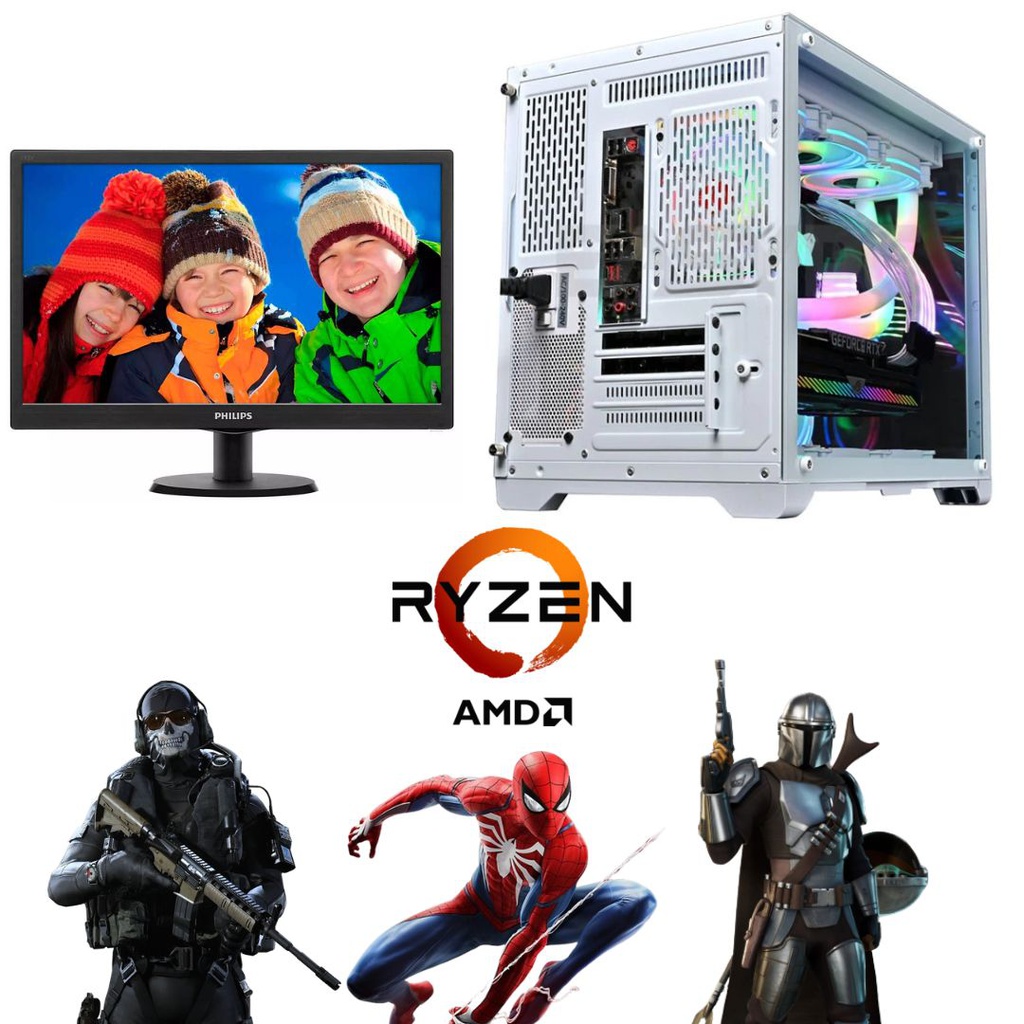 PC ARMADA COMPLETA GAMER AMD RYZEN 5 4600G RAM 16GB SSD 480GB + MONITOR 19&quot; + SISTEMA + TECLADO Y MOUSE