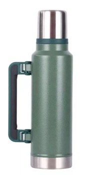 [9351] TERMO ACERO 1.2LT FLASK PICO CEBADOR VERDE LISO SIMIL STANLEY