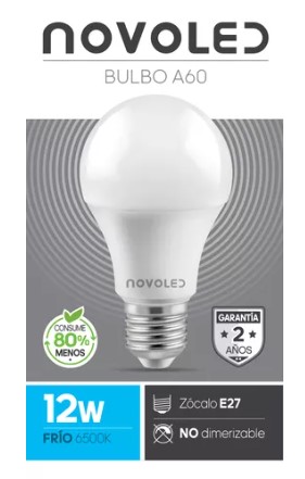 NOVOLED NOV-BLB12AUF LAMPARA E27 AUTONOMA 12W 3HS 6500K LUZ LED EMERGENCIA