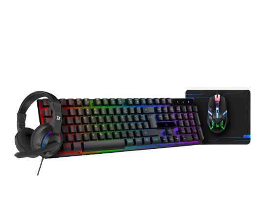 SOLARMAX COMBO 4 EN 1 GAMER KIT1503 MOUSE RGB + TECLADO MEMBRANA + AURICULAR + MOUSE PAD