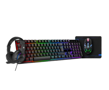 [9557] SOLARMAX COMBO 4 EN 1 GAMER KIT1503 MOUSE RGB + TECLADO MEMBRANA + AURICULAR + MOUSE PAD