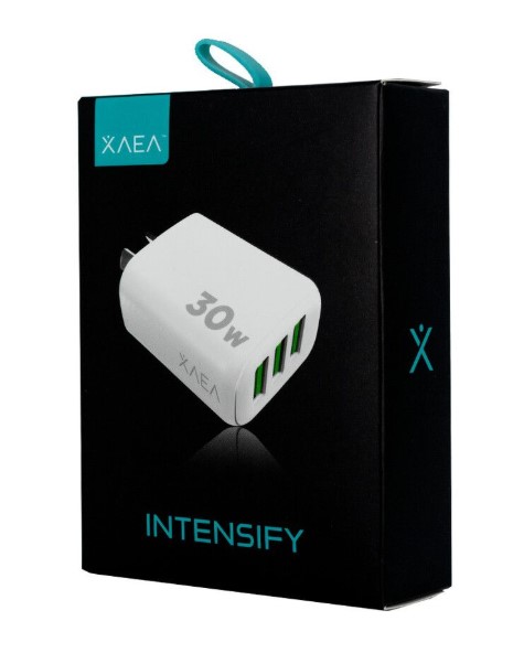 XAEA INTENSIFY CARGADOR 220V 30W 3 USB + CABLE LIGHTNING