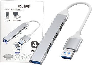 [8505] Hub Usb 4 Puertos Usb H 1Xusb 3.0 3X Usb 2.0 Simil Metálica Tp-19950