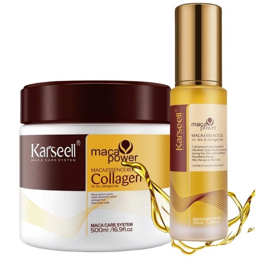 [10365] Combo Máscara Karsell Colágeno 500Ml + Serum Argán Karsell Colágeno 50Ml Cabellos Brillantes Y Saludables Repair Set