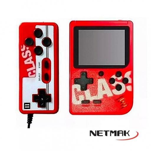 [10445] Netmak Nm-Class Consola Gamer 8 Bit Con 500 Juegos Recargable