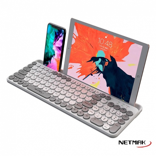 [10449] Netmak Nm-Kb380-W Teclado Inalambrico 2.4Ghz + Bluetooth Blanco