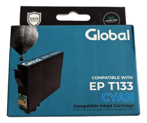 [10490] Global T133 Cyan Cartucho Epson Alternativo 13 Mls T133 Cyan