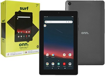 [10516] Onn Tablet Surf Quadcore 2Gb 32Gb 1024x600 Android 12 Go 2 Gen 3 7" Negro Con Fuente Y Cable