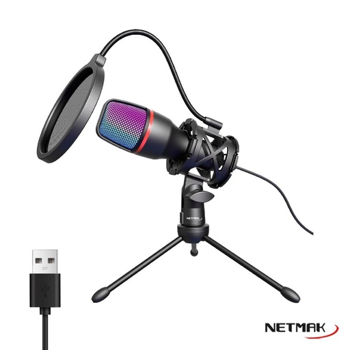 [10533] Netmak Nm-Ms786 Micrófono Rgb Streaming Usb