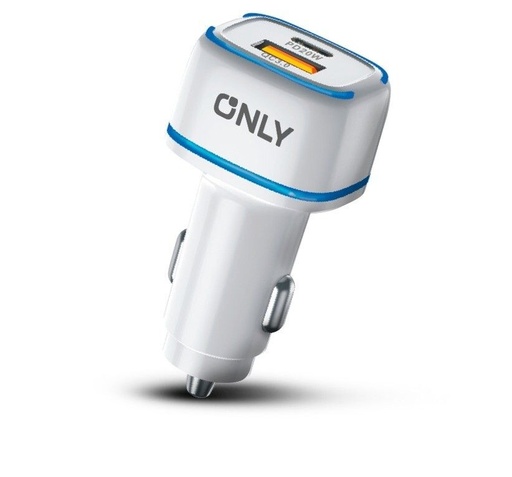 [10599] Only Cargador 12V Gear 4.8A 1 Usb + 1 Tc + Cable Tipo C Mods-504Gear  Blanco