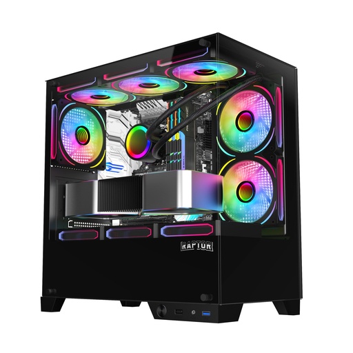 Raptor Gabinete Thunder Strike TG X2 Mid-Tower Rgb Fan X1 Black
