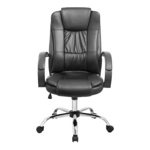 [10657] Global Silla Ergonómica Gerencial Premium Tf201 Respaldo Alto Reforzada Apoya Cabeza Tapizado Mesh Y Ecocuero  Hasta 150Kg Negro