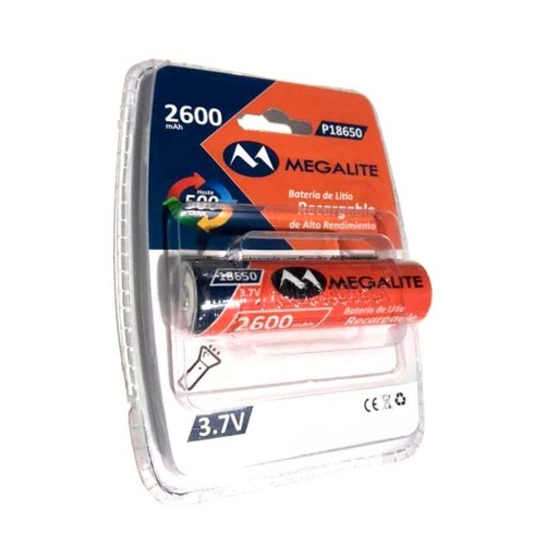 [10776] Megalite P18650 bateria pila recargable 3.7v litio 2600 mah