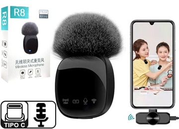 [10827] Micrófono R8 Solo Teléfonos Usb Tipo C BLuetooth Entrevistas Periodismo Aire Libre Batería 400Mah Android Tp-18795