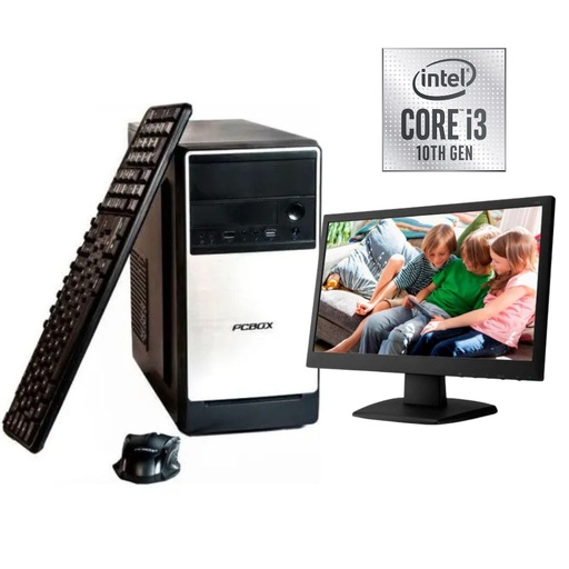 [10855] Combo Pc Pcbox Intel Core I3 10105 8Gb Ssd 240Gb Kit Teclado Mouse  + Monitor 18.5" Sin Sistema