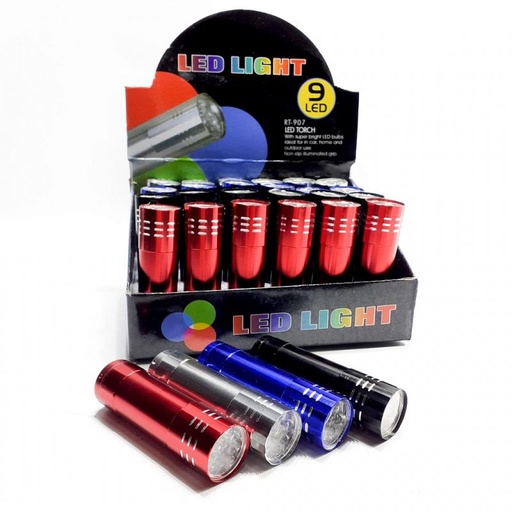 [10884] Linterna 9 Led Metal funciona a pilas 3xAAA