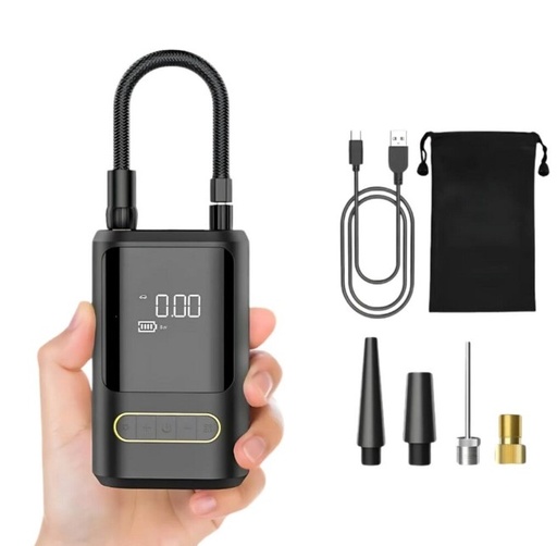 [11098] Inflador Portatil Recargable Linterna Power Bank Usb 4000 Mah Psi 150 Max. Mods-030 - St - Negro