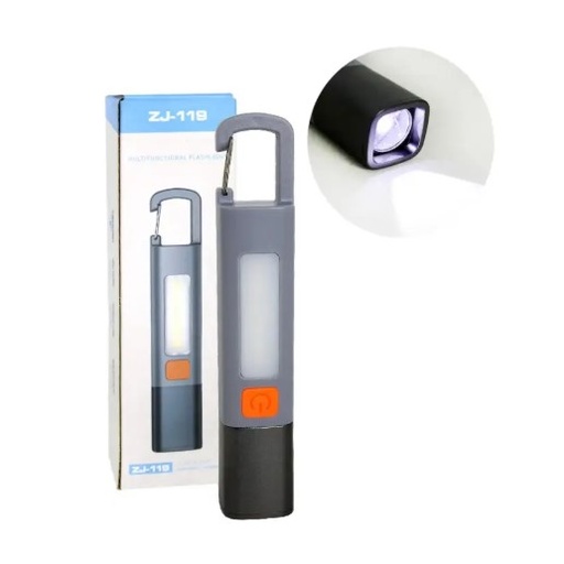 [11238] Linterna Doble Luminosidad Con Usb Recargable Y Zoom Y Clip Zj-119