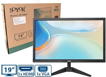 [11256] Monitor Soyor 19" Vga Hdmi Led 1440X900 8000:1 3 Ms Con Fuente Y Cable Hdmi/Vga 