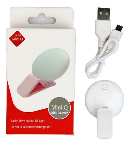 [11280] Aro Mini Q Pinza Selfie 3 Intensidades Luz Led Portátil Usb 