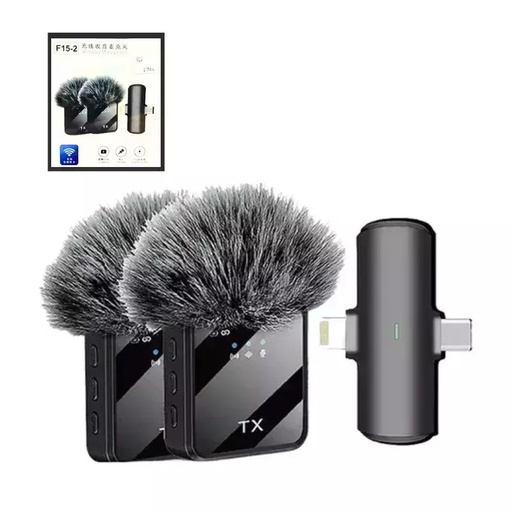 [11293] Micrófono Inalámbrico Corbatero Profesional F15-2 2 En 1