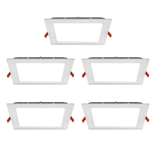 [11407] Combo Pack X5 Novoled Plafon Led Cuadrado Embutir Blanco Frío 6W