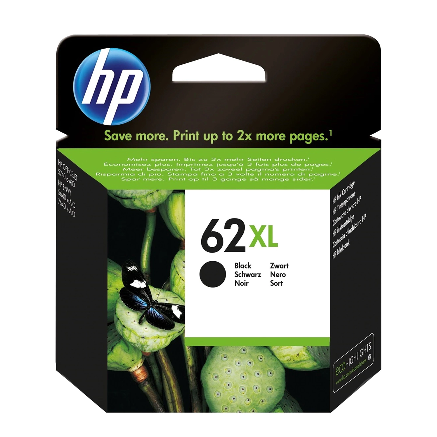[HP-C2P05AL] Cartucho De Tinta Hp 62Xl Negra Alto Rendimiento