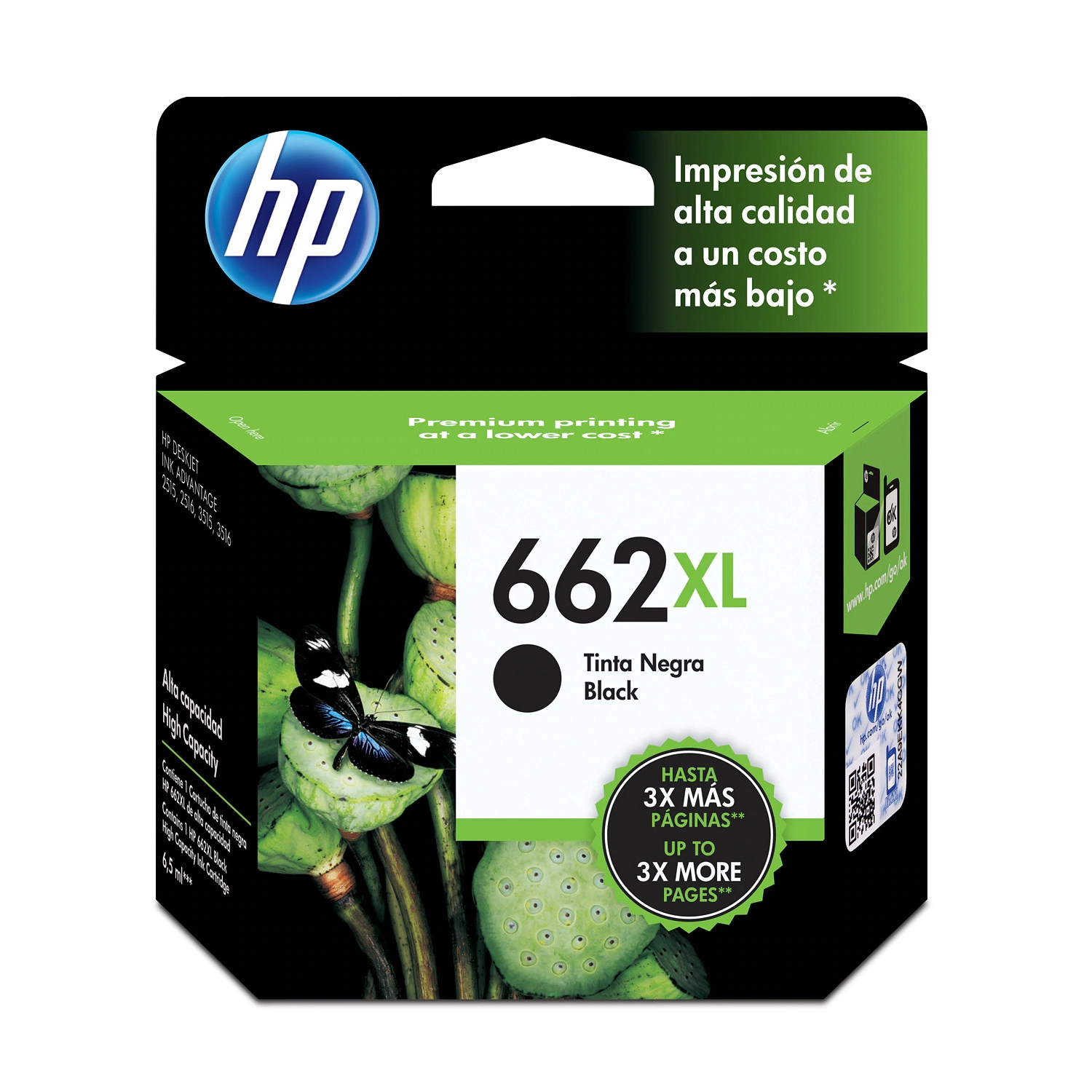 [HP-CZ105AL] Cartucho De Tinta Hp 662Xl Negro