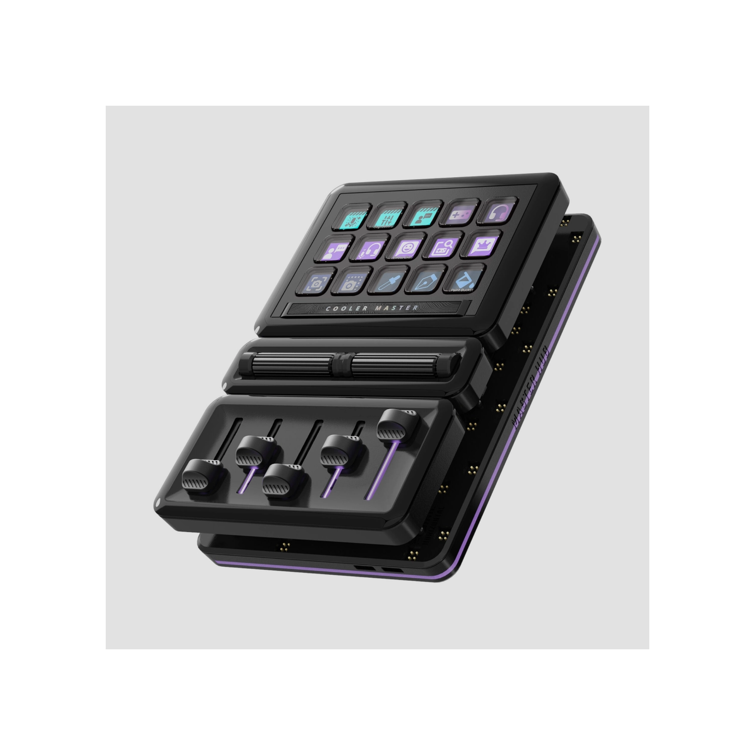 [CMHUBMHSK13AA00] Controlador Streaming Modular Cooler Master Masterhub Stream Kit 15 Teclas Faders Y Rollers Usb