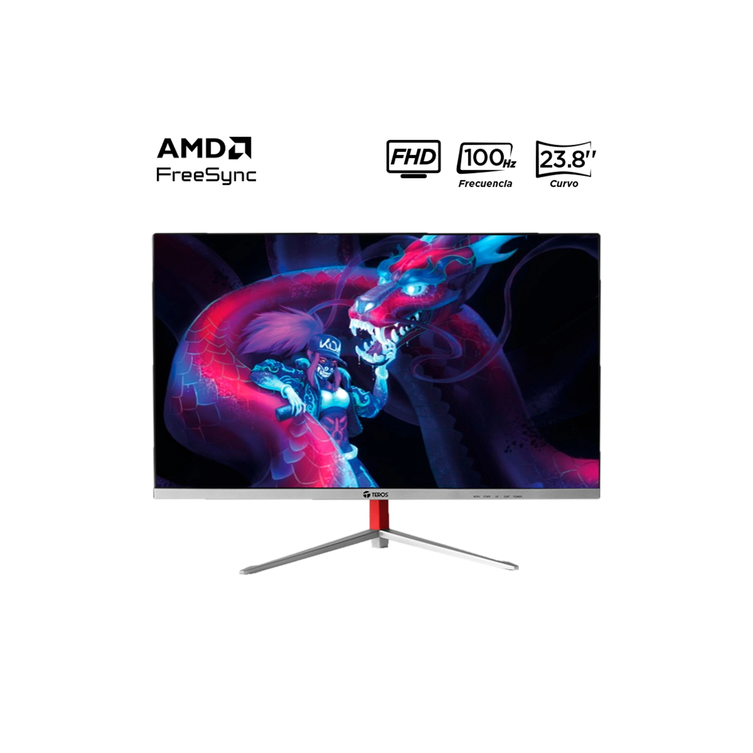 [TERMONTE-2402S] Monitor Teros TE-2402S Gaming 23.8" Curvo VA FHD (1920 x 1080) 100Hz 1ms Ficha USA