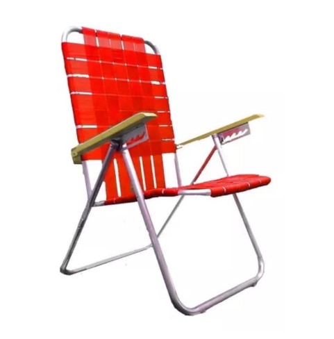 [11531] Reposera Alta Apoyabrazos Madera , Aluminio , 5 Posiciones, Reforzada Resistente.