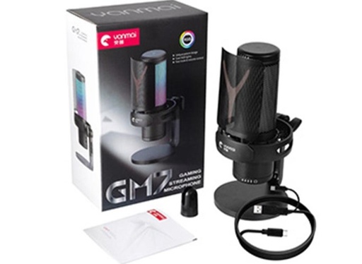 [11532] Microfono Yanmai Gm7 Usb Direcional Cardioide 16/24Bit Salida Auricular Plug 3.5Mm En El Microfono Con Condensador Rgb Incluye Soporte Cable Usb Tipo C A Usb Y Adaptador Usb A Tipo C