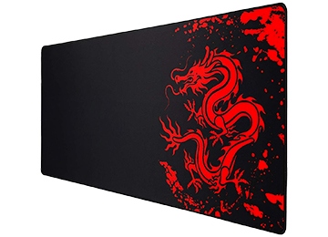 [11535] Pad Mouse Jng Xl Dragon Rojo 30X80Cm 300X800X2Mm Antideslizante Bordes Cocidos Negro Con Rojo En Bolsa