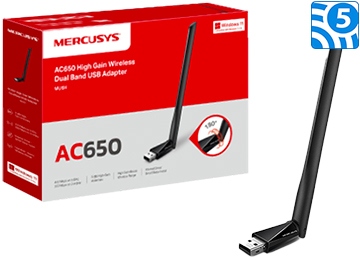 [11552] Placa De Red Wifi Usb Mercusys Tl-Mu6H Ac650 200Mpbs 2.4Ghz 433Mbps 5Ghz Dual Band 5Dbi Alta Potencia