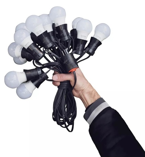 [11554] Etheos Guirnalda Deluxe Termosellada 10 Metros Con 10 Portalamparas + 10 Lamparas Gota Calido