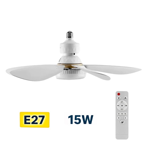 [11564] Ventilador Techo Lampara Led E27 Con Control Remoto 15W Cct