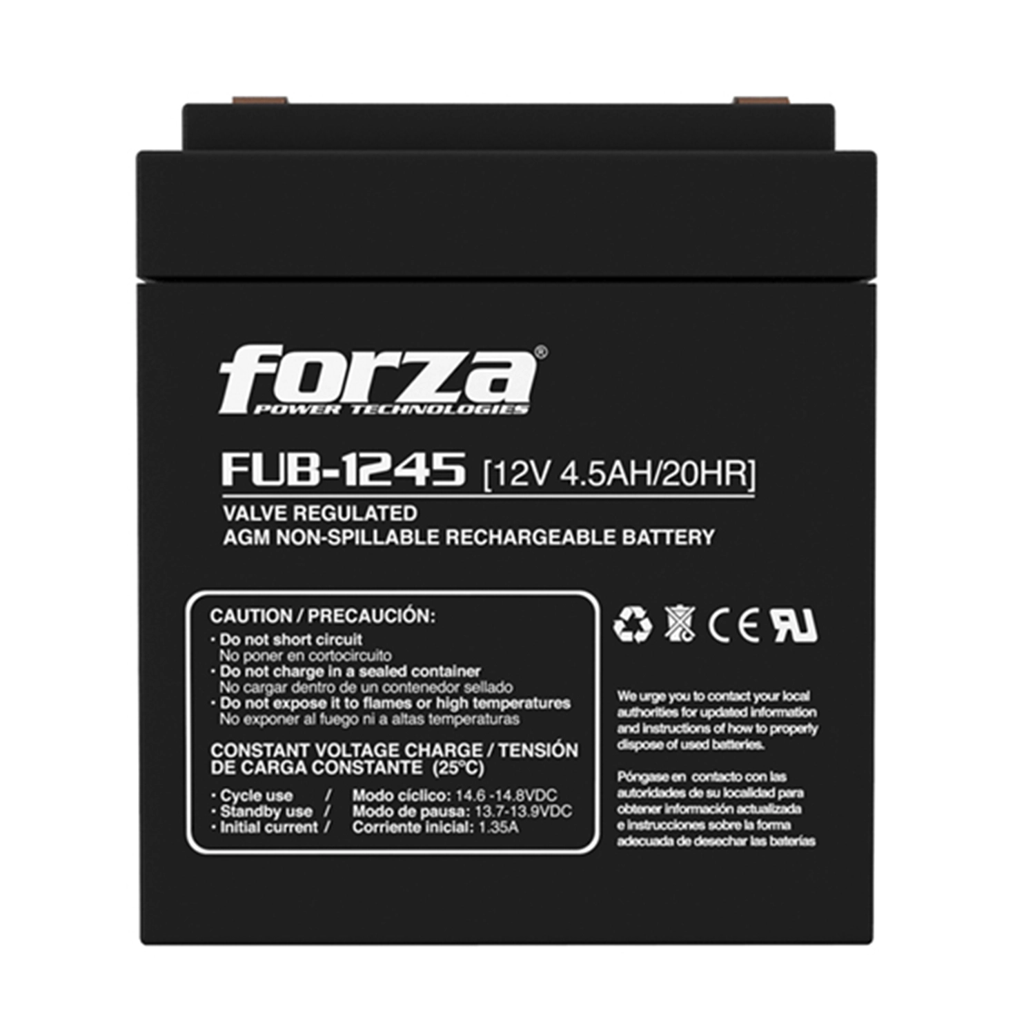 [FORBATFUB-1245] Bateria Fub Forza Sellada Plomo Acido 12V 4.5Ah
