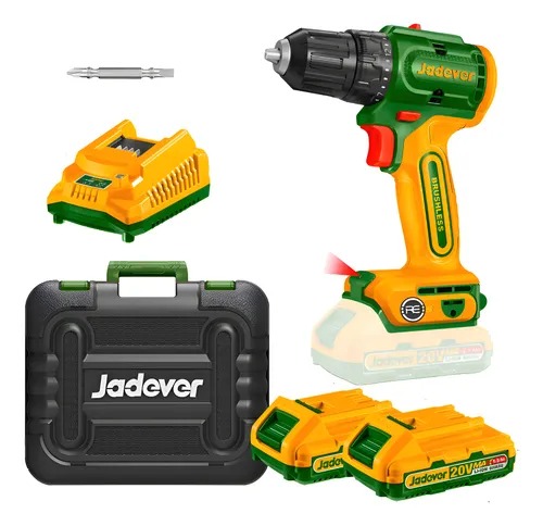 [11612] Jadever Taladro Atornillador Brushless Con Impacto 20V 72 Nm 2 Velocidades (Incluye Brocas, Baterías Y Cargador) - Jdcdp7281-4