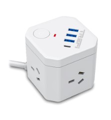 [11624] Trefi Trfpcub Cubo Prolongador Zapatilla 4 Tomas + 3 Usb +1 Usb Tipo C - 1.2 Mts