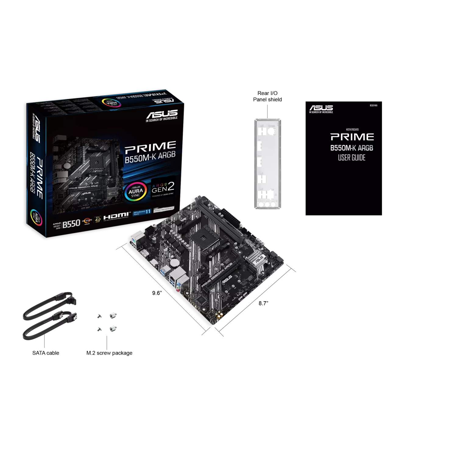 [ASUMOT90MB1GC0M] Motherboard Asus Prime B550M-K Argb Am4 Ddr4