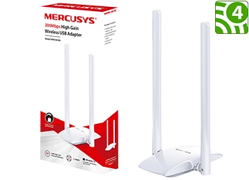 [11660] Placa De Red Wifi Usb Mercusys Mw300Uh 300Mbps Alta Potencia 2 Antenas 2.4Ghz 