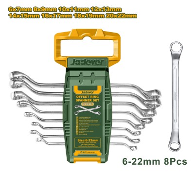 [11702] Jadever Set Llaves Acodadas X8 Crv Estriadas Doble 6-22 Jdfr3208