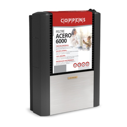 [14015] Calefactor Coppens Peltre Acero 6000 Kcalh - Tb Mg Csalida Izq