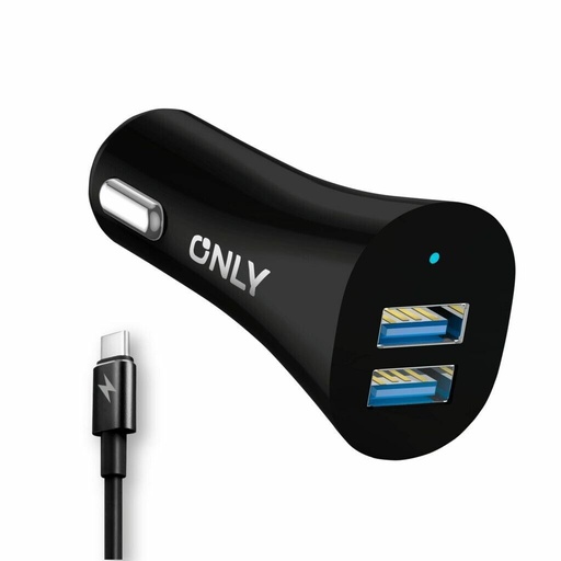 [112766] Xaea Cargador Drift 12V 2 Usb + Cable Tipo C Mods-501 Negro