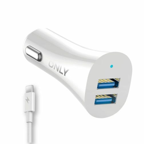 [112767] Xaea Cargador Drift 12V 2 Usb + Cable Tipo C Mods-501 Blanco